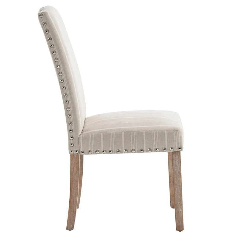 Ensemble de 2 chaises de salle à manger en tissu gris avec garniture cloutée