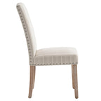 Ensemble de 2 chaises de salle à manger en tissu gris avec garniture cloutée