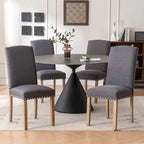 Ensemble de 2 chaises de salle à manger en tissu gris avec garniture cloutée