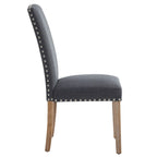 Ensemble de 2 chaises de salle à manger en tissu gris avec garniture cloutée