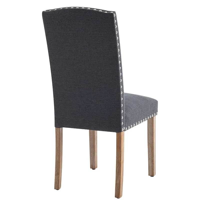 Ensemble de 2 chaises de salle à manger en tissu gris avec garniture cloutée