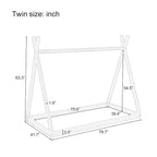 Lit tente Montessori en bois pour deux personnes - Cadre de lit bas en forme de maison pour enfants/adolescents - Conception sans lattes pour chambres de garçons et de filles
