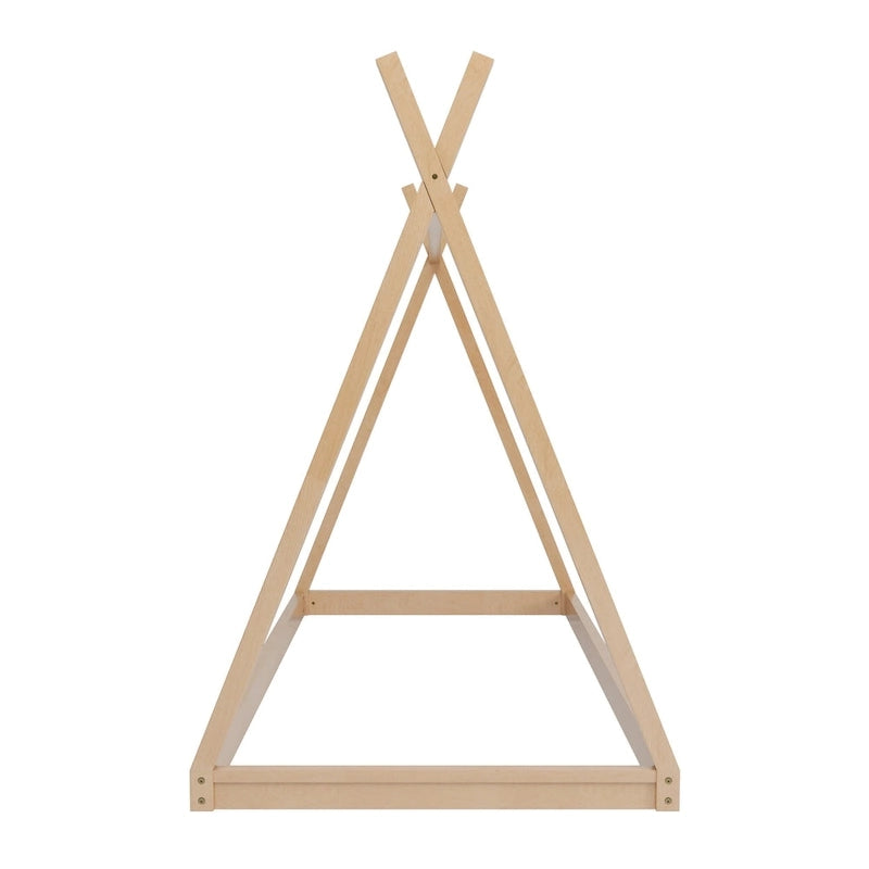 Lit tente Montessori en bois pour deux personnes - Cadre de lit bas en forme de maison pour enfants/adolescents - Conception sans lattes pour chambres de garçons et de filles