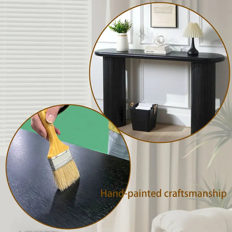 Table console en bois de 60 pouces avec pieds nervurés