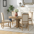 Ensemble table et chaises de salle à manger rustiques de style campagnard. Table ronde extensible avec plateau réglable pour salle à manger.