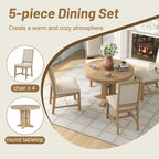 Ensemble table et chaises de salle à manger rustiques de style campagnard. Table ronde extensible avec plateau réglable pour salle à manger.