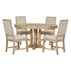 Ensemble table et chaises de salle à manger rustiques de style campagnard. Table ronde extensible avec plateau réglable pour salle à manger.