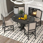 Ensemble table et chaises de salle à manger rustiques de style campagnard. Table ronde extensible avec plateau réglable pour salle à manger.