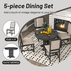 Ensemble table et chaises de salle à manger rustiques de style campagnard. Table ronde extensible avec plateau réglable pour salle à manger.