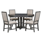Ensemble table et chaises de salle à manger rustiques de style campagnard. Table ronde extensible avec plateau réglable pour salle à manger.
