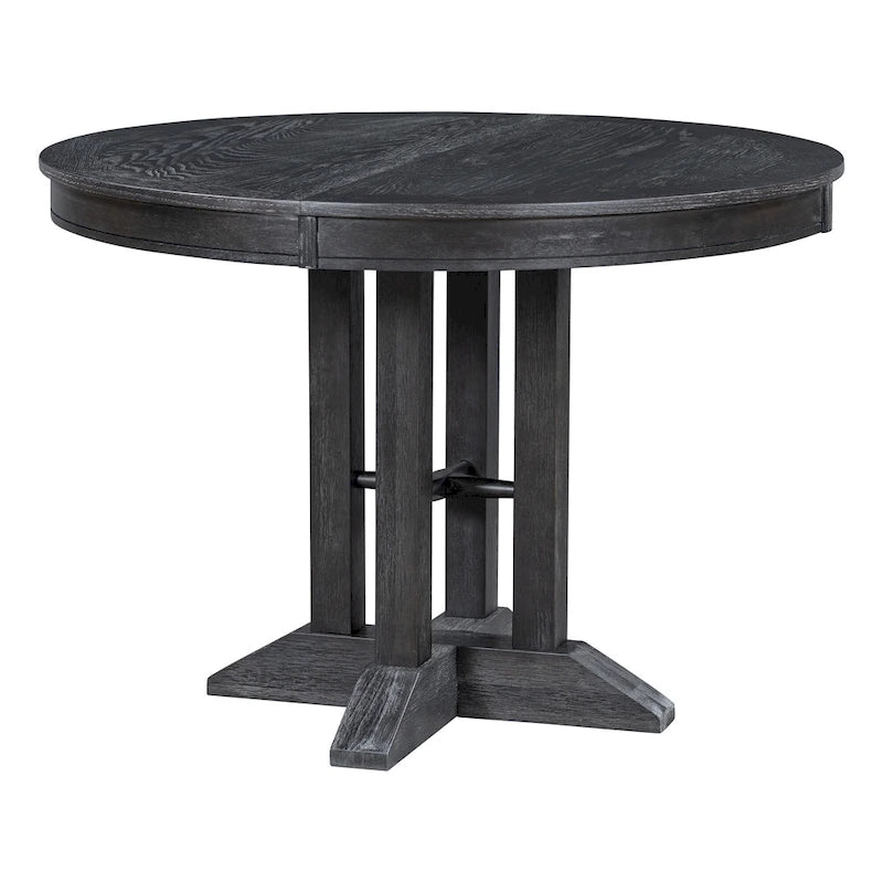 Ensemble table et chaises de salle à manger rustiques de style campagnard. Table ronde extensible avec plateau réglable pour salle à manger.