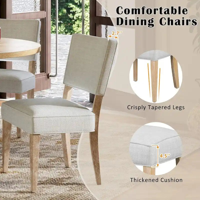 Ensemble de salle à manger rond en bois d'extérieur 5 pièces avec 4 chaises rembourrées