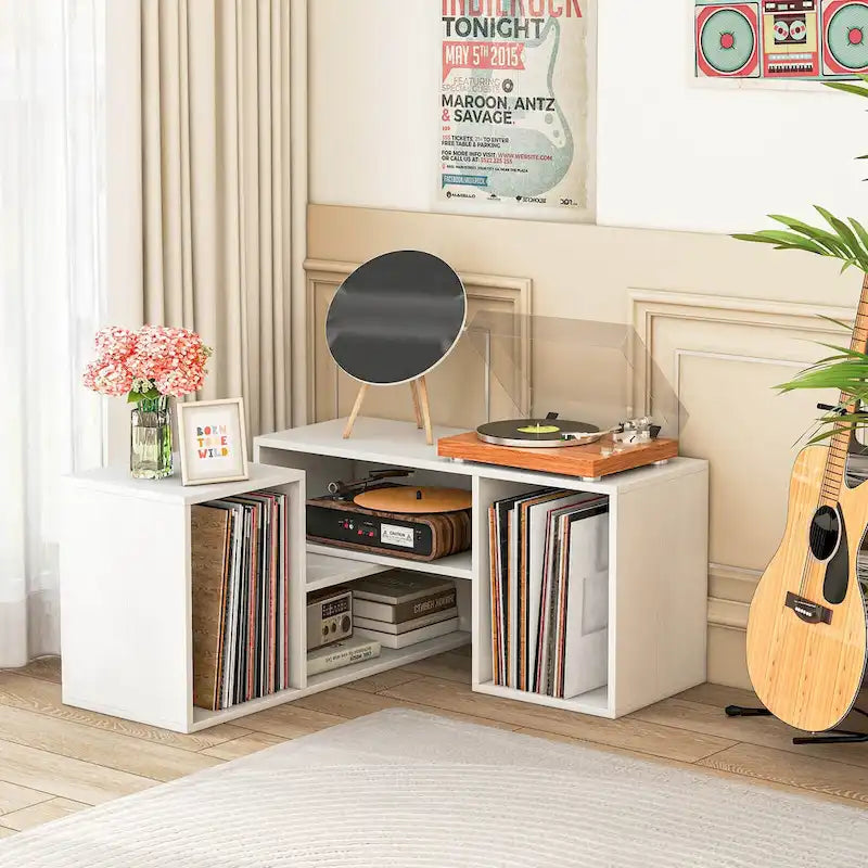 Costway Lot de 2 supports TV réglables avec cubes de rangement pour téléviseurs jusqu'à 55 pouces - Voir les détails