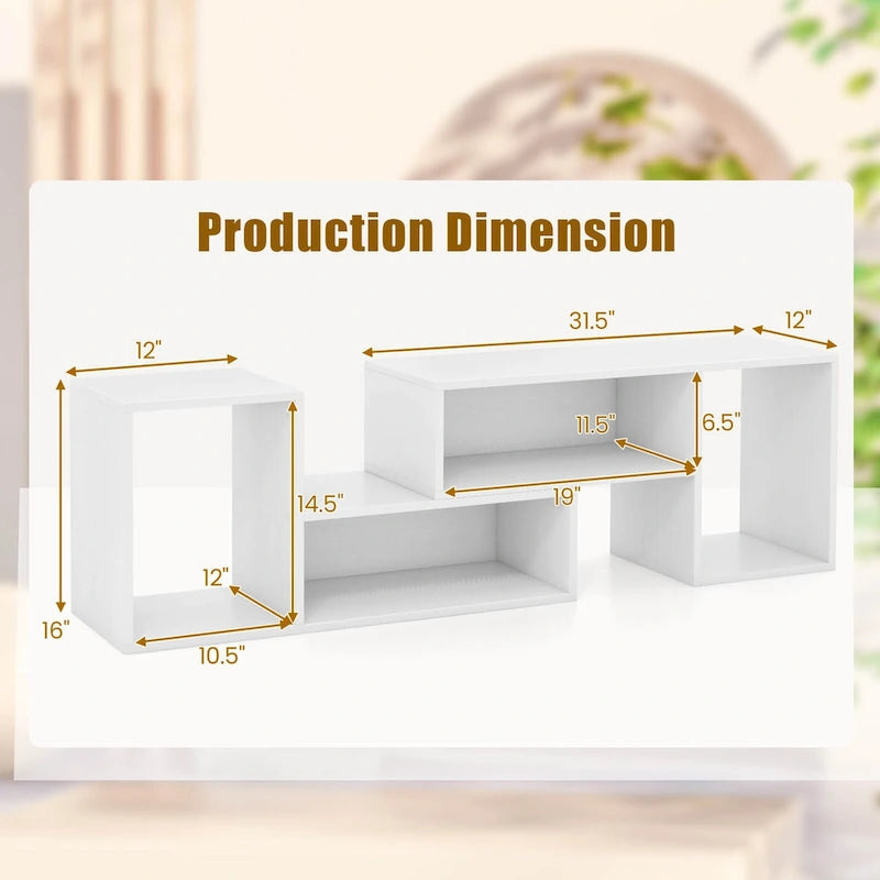 Costway Lot de 2 supports TV réglables avec cubes de rangement pour téléviseurs jusqu'à 55 pouces - Voir les détails