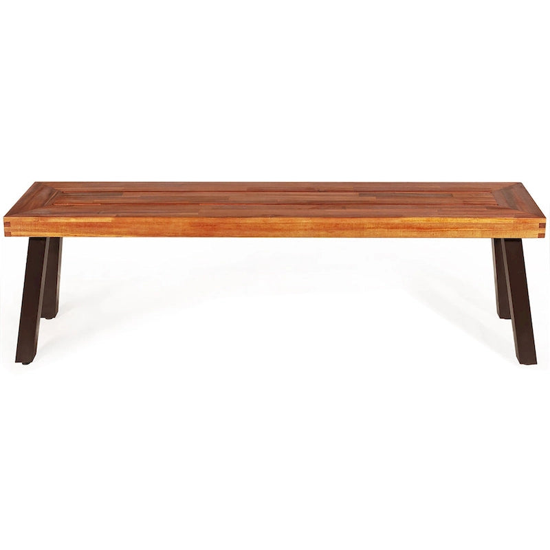 Ensemble table de pique-nique Costway 3 pièces, table et banc en bois d'acacia avec structure en acier