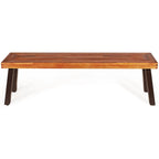 Ensemble table de pique-nique Costway 3 pièces, table et banc en bois d'acacia avec structure en acier