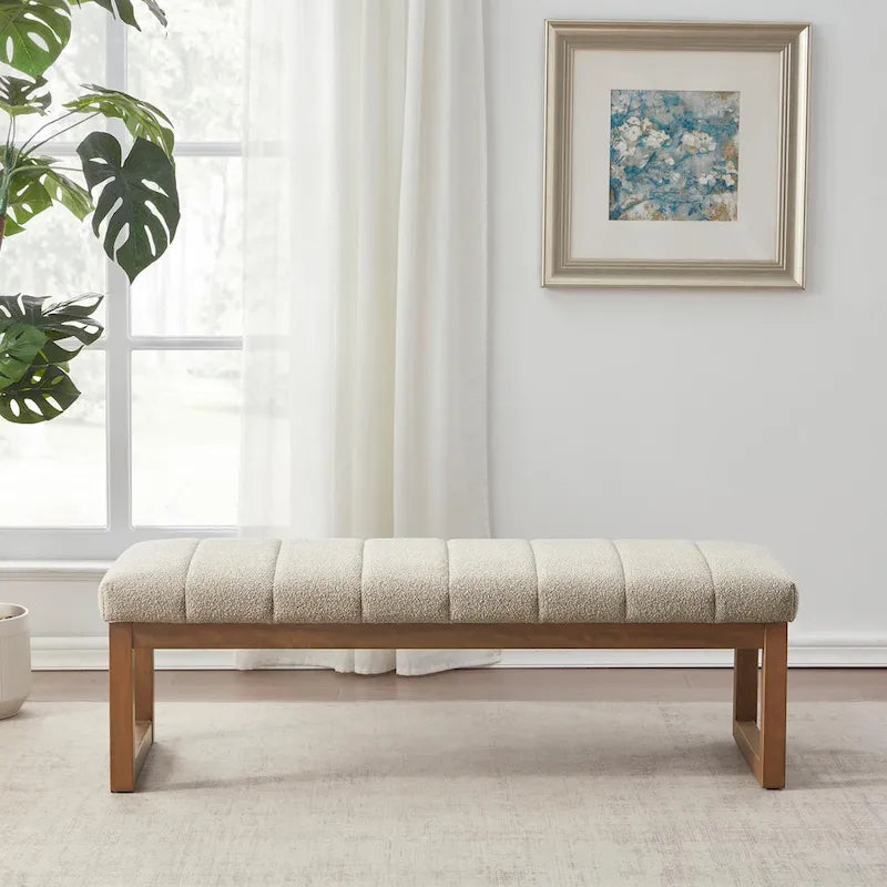 Banc d'entrée rembourré avec étagère à chaussures