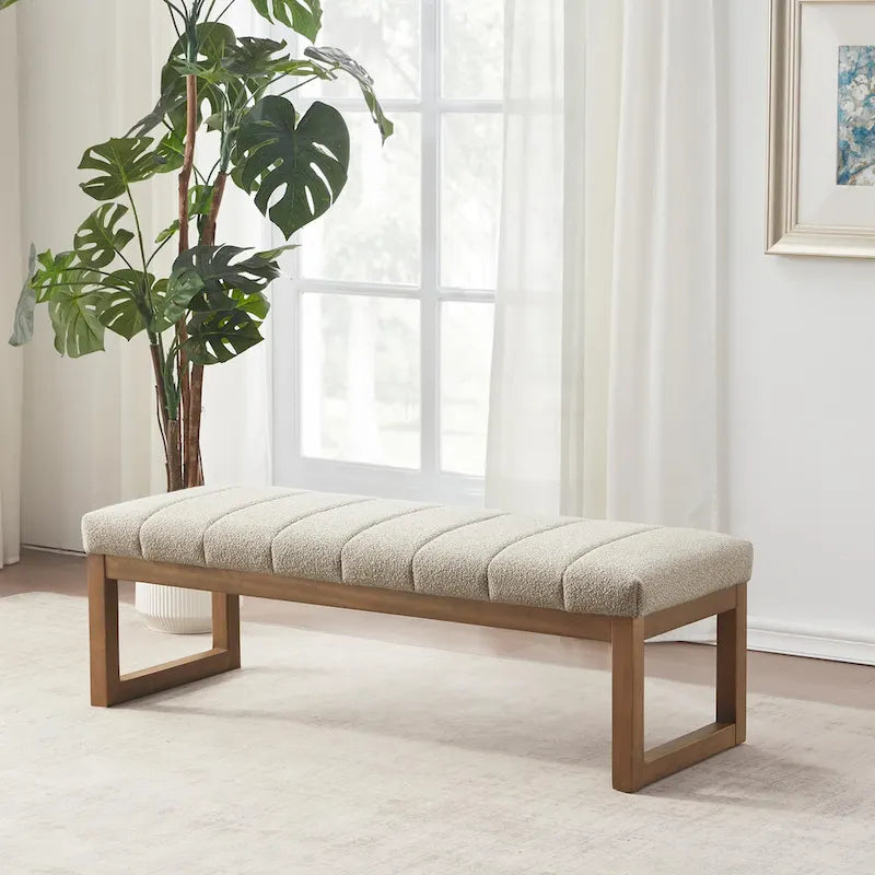 Banc d'entrée rembourré avec étagère à chaussures