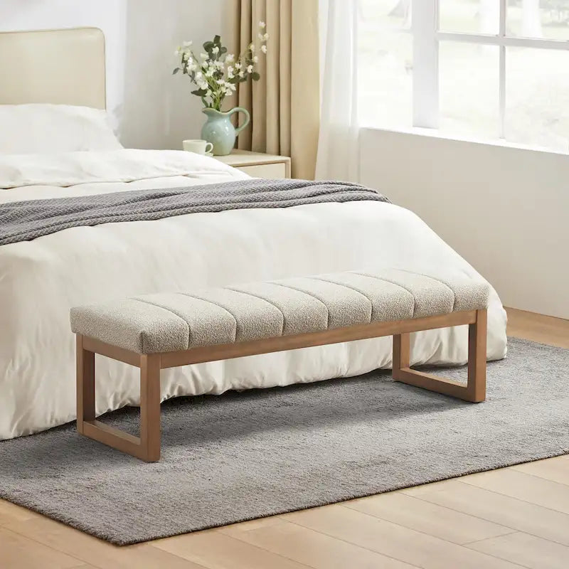 Banc d'entrée rembourré avec étagère à chaussures