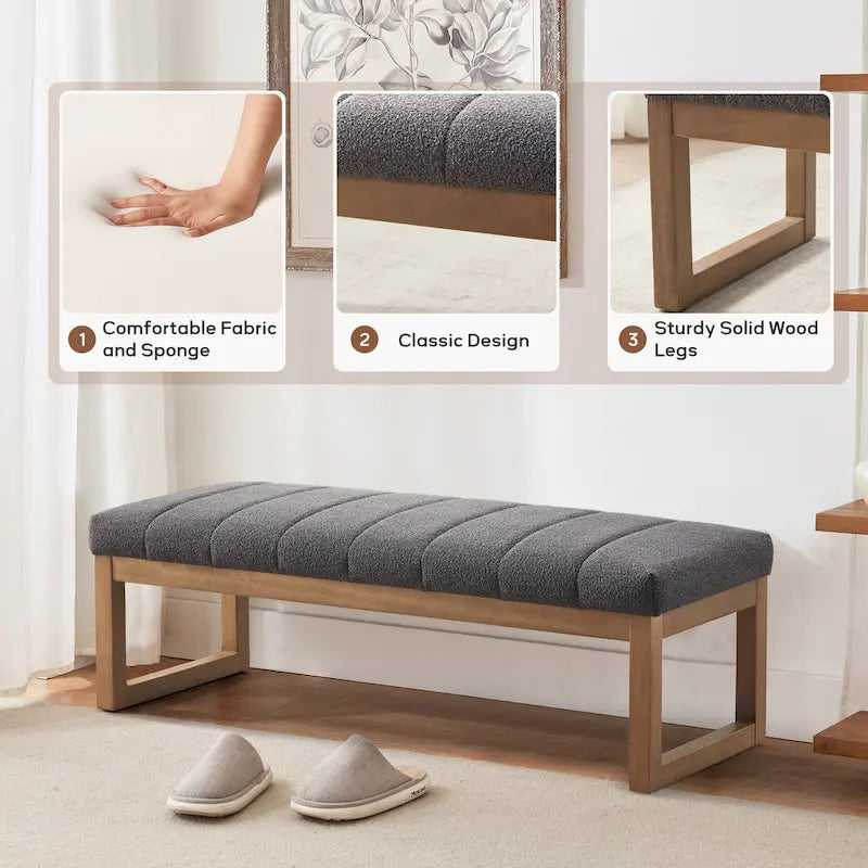 Banc d'entrée rembourré avec étagère à chaussures