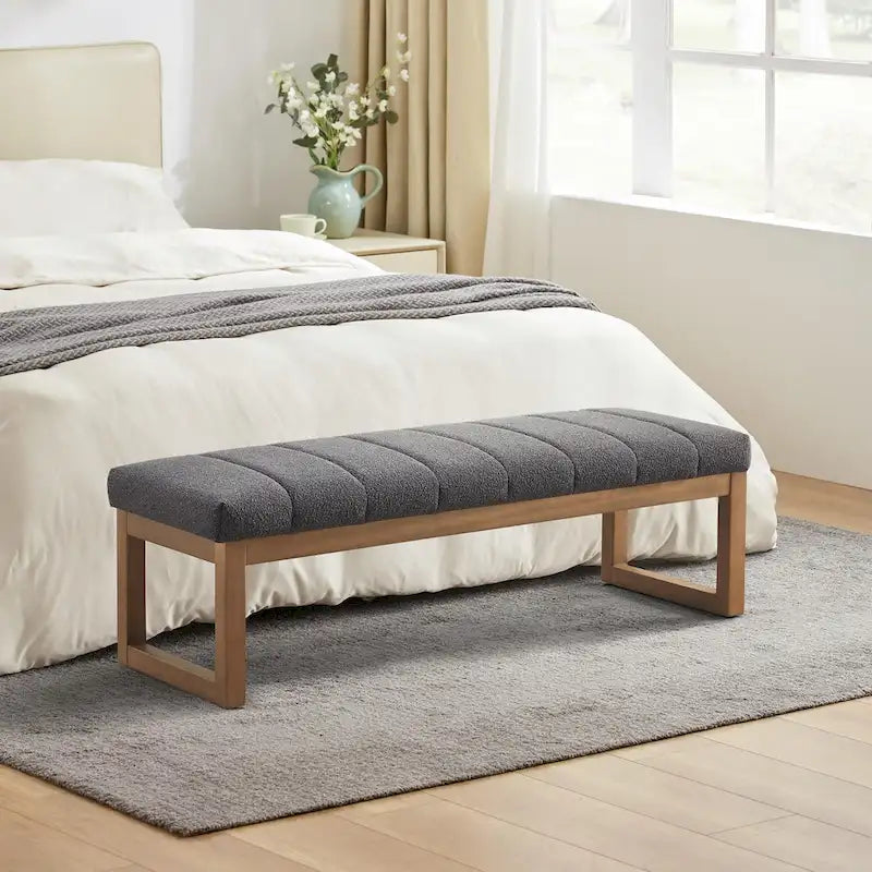 Banc d'entrée rembourré avec étagère à chaussures