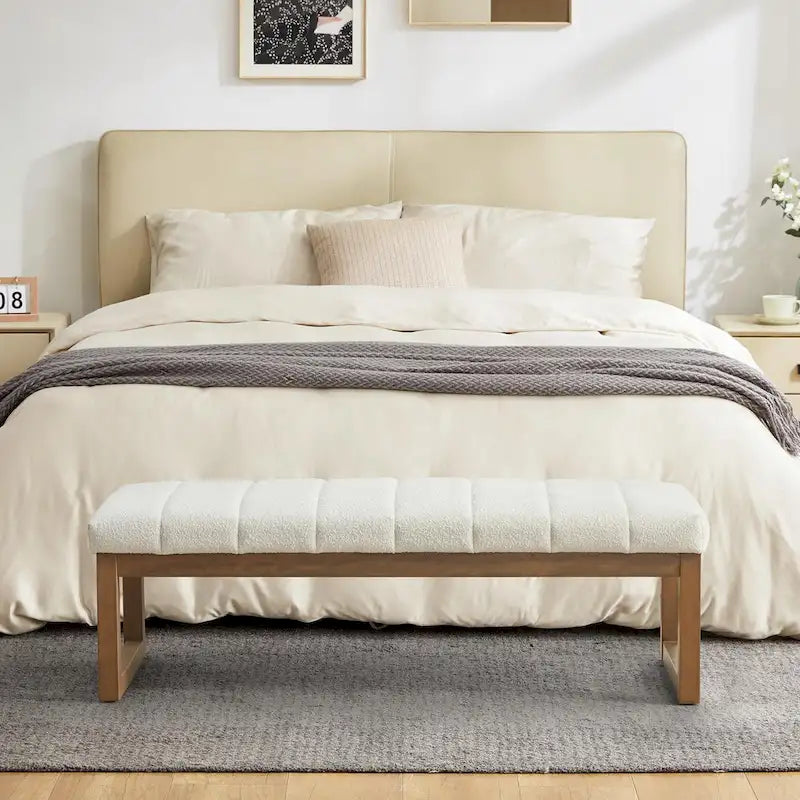 Banc d'entrée rembourré avec étagère à chaussures