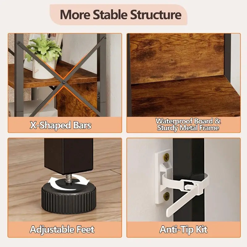 Bibliothèque haute à 5 niveaux - 14,9 cm (P) x 10,6 cm (L) x 55,1 cm (H)