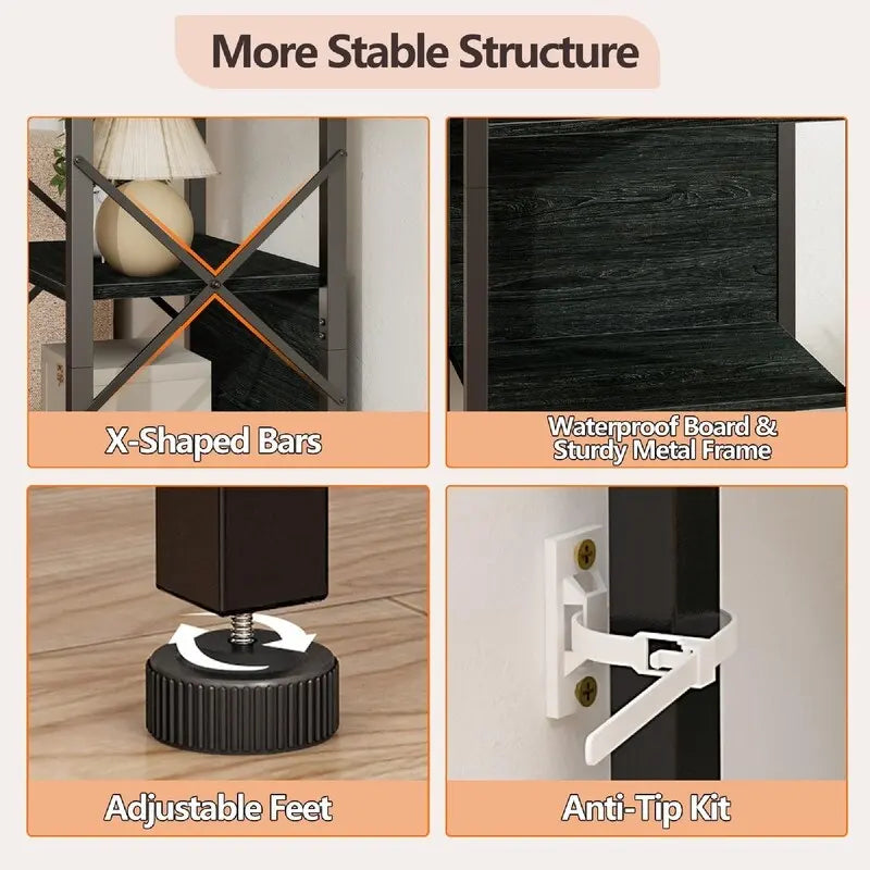 Bibliothèque haute à 5 niveaux - 14,9 cm (P) x 10,6 cm (L) x 55,1 cm (H)