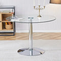 Table de salle à manger ronde moderne avec plateau en verre élégant et pieds en métal robustes pour différents espaces