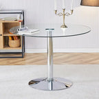 Table de salle à manger ronde moderne avec plateau en verre élégant et pieds en métal robustes pour différents espaces