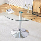 Table de salle à manger ronde moderne avec plateau en verre élégant et pieds en métal robustes pour différents espaces