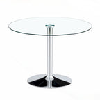 Table de salle à manger ronde moderne avec plateau en verre élégant et pieds en métal robustes pour différents espaces