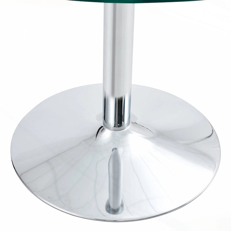 Table de salle à manger ronde moderne avec plateau en verre élégant et pieds en métal robustes pour différents espaces