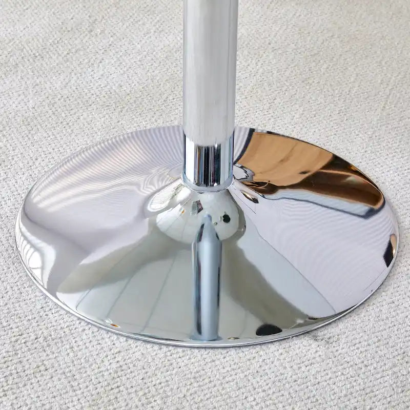 Table de salle à manger ronde moderne avec plateau en verre élégant et pieds en métal robustes pour différents espaces