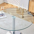 Table de salle à manger ronde moderne avec plateau en verre élégant et pieds en métal robustes pour différents espaces
