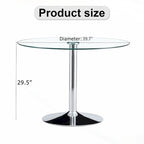 Table de salle à manger ronde moderne avec plateau en verre élégant et pieds en métal robustes pour différents espaces