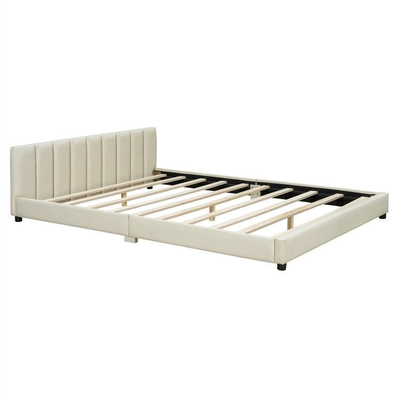 Lit plateforme double rembourré, format Queen et Twin XL, lit de sol/lit de jour en cuir PU pour mère et enfant, idéal pour la chambre à coucher