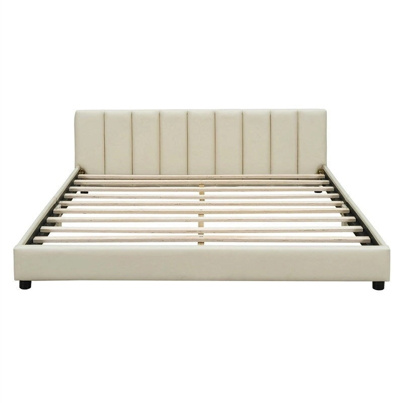 Lit plateforme double rembourré, format Queen et Twin XL, lit de sol/lit de jour en cuir PU pour mère et enfant, idéal pour la chambre à coucher