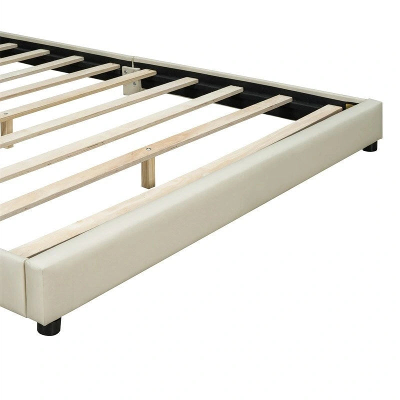 Lit plateforme double rembourré, format Queen et Twin XL, lit de sol/lit de jour en cuir PU pour mère et enfant, idéal pour la chambre à coucher