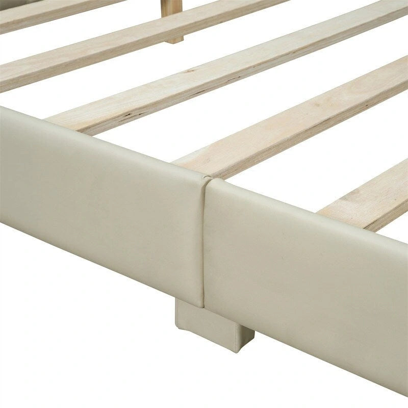 Lit plateforme double rembourré, format Queen et Twin XL, lit de sol/lit de jour en cuir PU pour mère et enfant, idéal pour la chambre à coucher