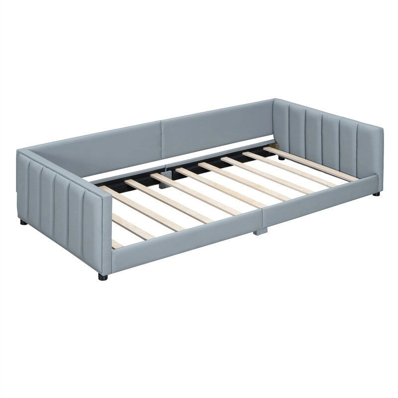 Lit plateforme double rembourré, format Queen et Twin XL, lit de sol/lit de jour en cuir PU pour mère et enfant, idéal pour la chambre à coucher