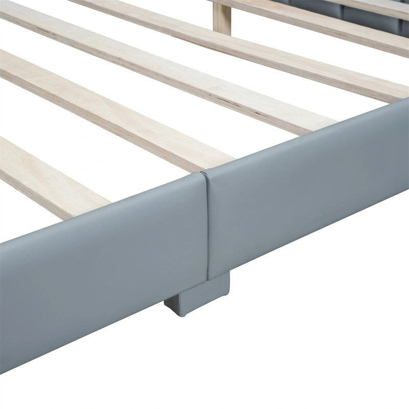 Lit plateforme double rembourré, format Queen et Twin XL, lit de sol/lit de jour en cuir PU pour mère et enfant, idéal pour la chambre à coucher