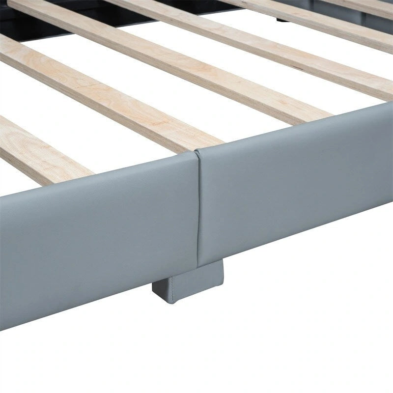 Lit plateforme double rembourré, format Queen et Twin XL, lit de sol/lit de jour en cuir PU pour mère et enfant, idéal pour la chambre à coucher