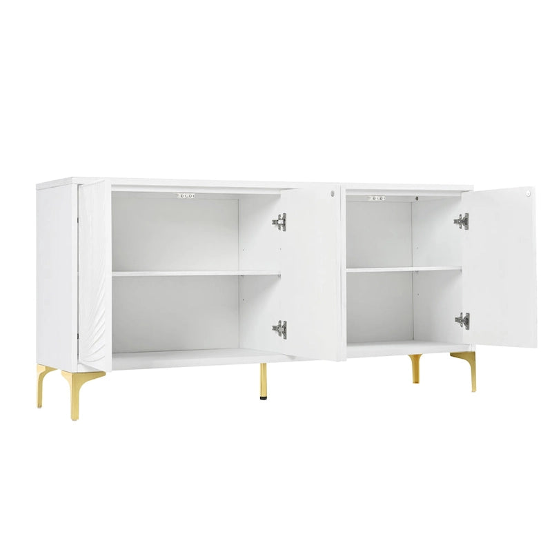 Buffet à 4 portes avec texture unique et étagères réglables