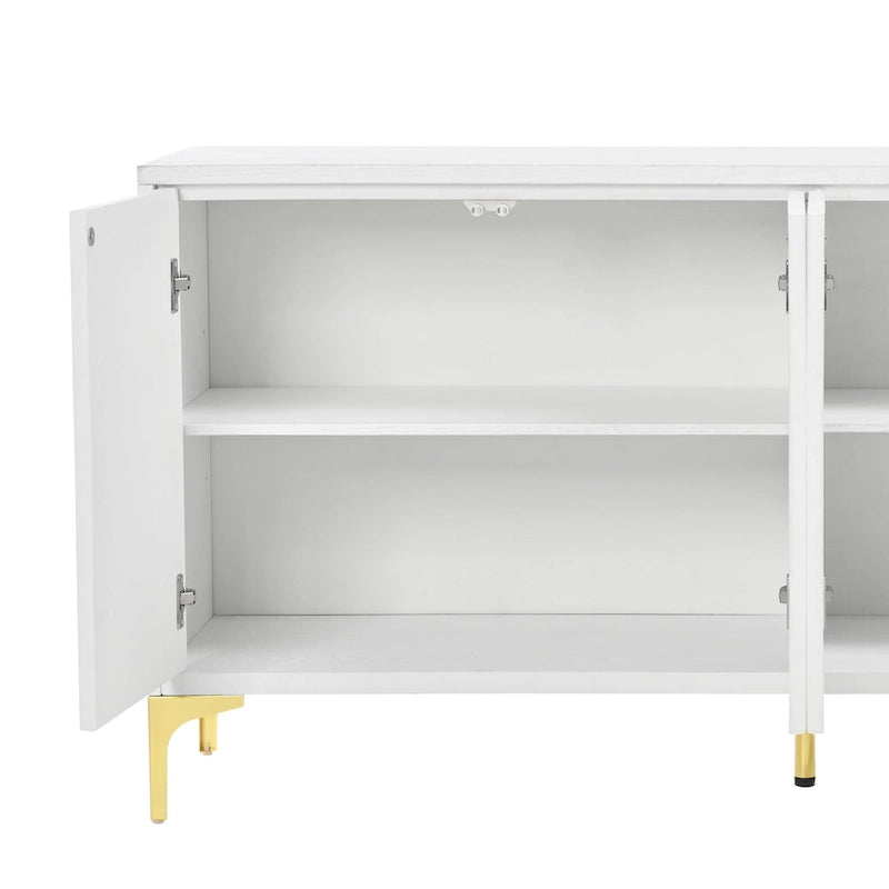 Buffet à 4 portes avec texture unique et étagères réglables