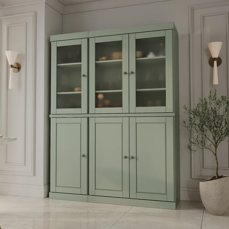 Vitrine Palace Imports 100% bois massif 48,5 avec portes en bois massif, 2 tiroirs et vitres dépolies