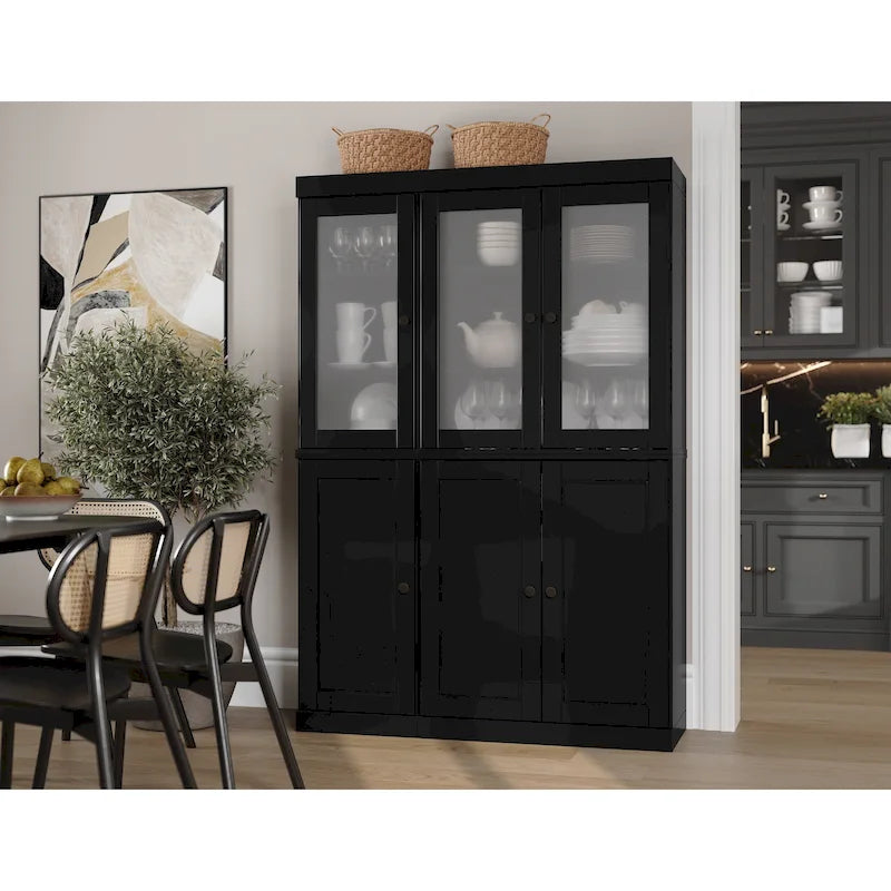 Vitrine Palace Imports 100% bois massif 48,5 avec portes en bois massif, 2 tiroirs et vitres dépolies