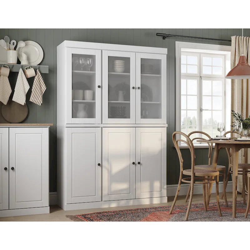 Vitrine Palace Imports 100% bois massif 48,5 avec portes en bois massif, 2 tiroirs et vitres dépolies