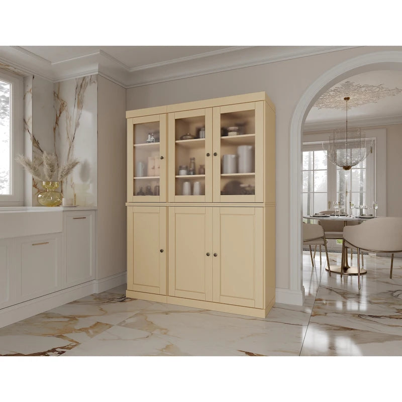 Vitrine Palace Imports 100% bois massif 48,5 avec portes en bois massif, 2 tiroirs et vitres dépolies