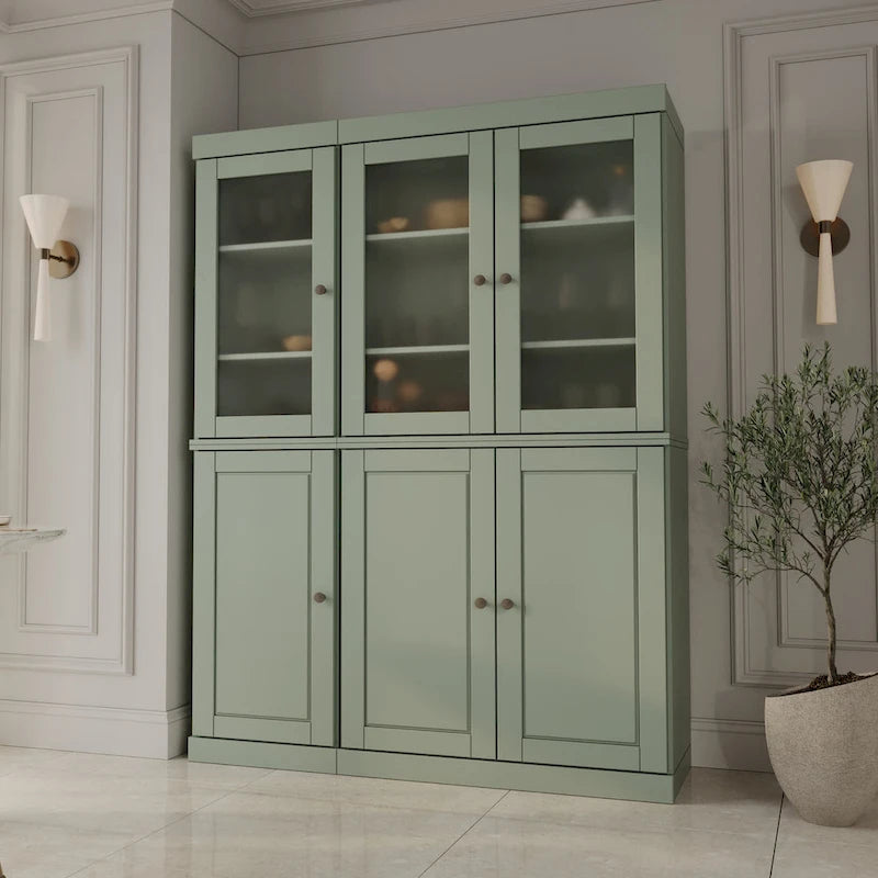 Vitrine Palace Imports 100% bois massif 48,5 avec portes en bois massif, 2 tiroirs et vitres dépolies